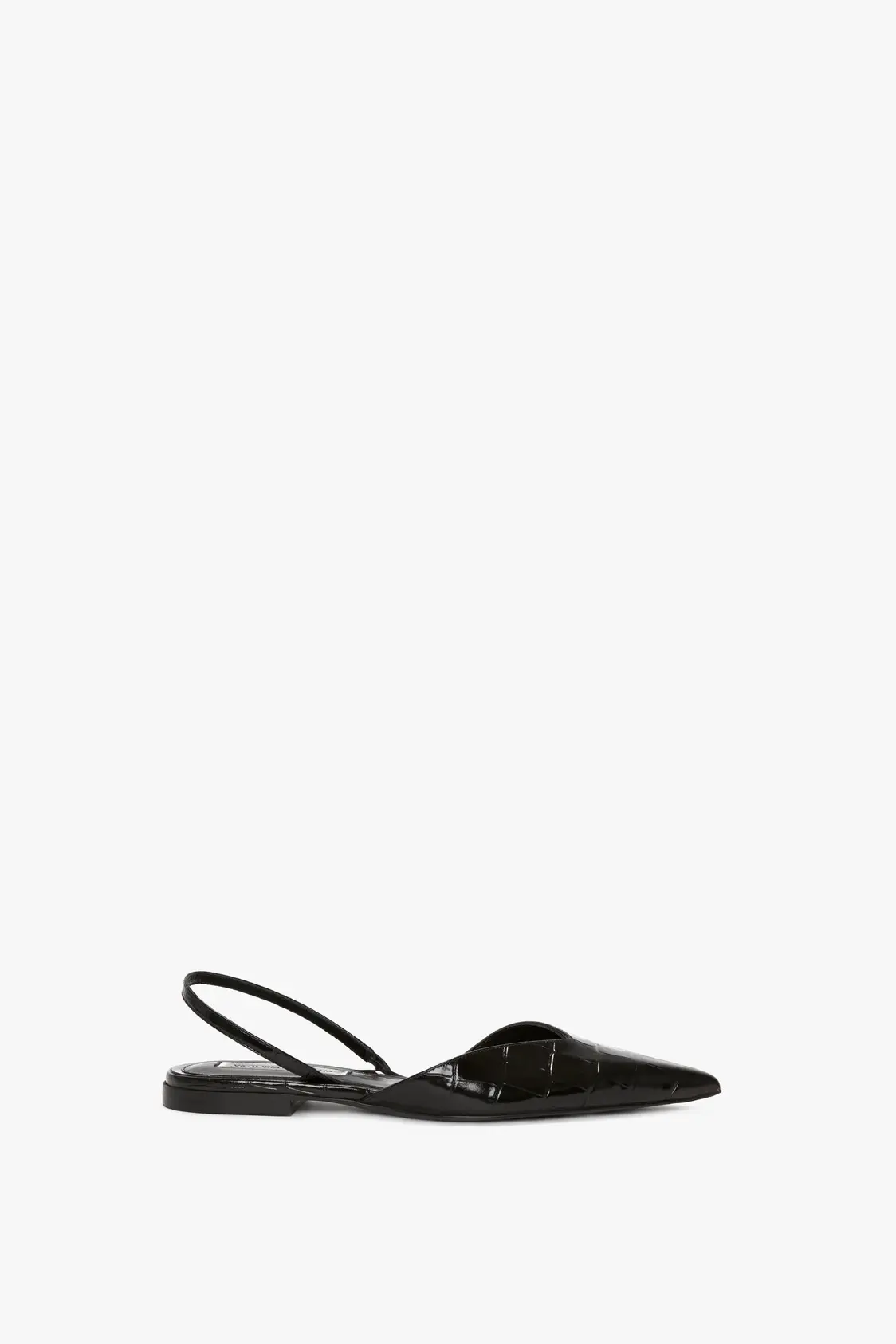 Zapato destalonado negro de piel efecto cocodrilo